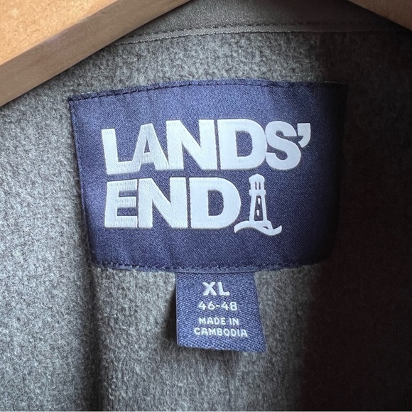 NWT Lands’ End Men’s Oeko-Tex Grey Fleece Quarter Zip Pullover, XL - Picture 5 of 10